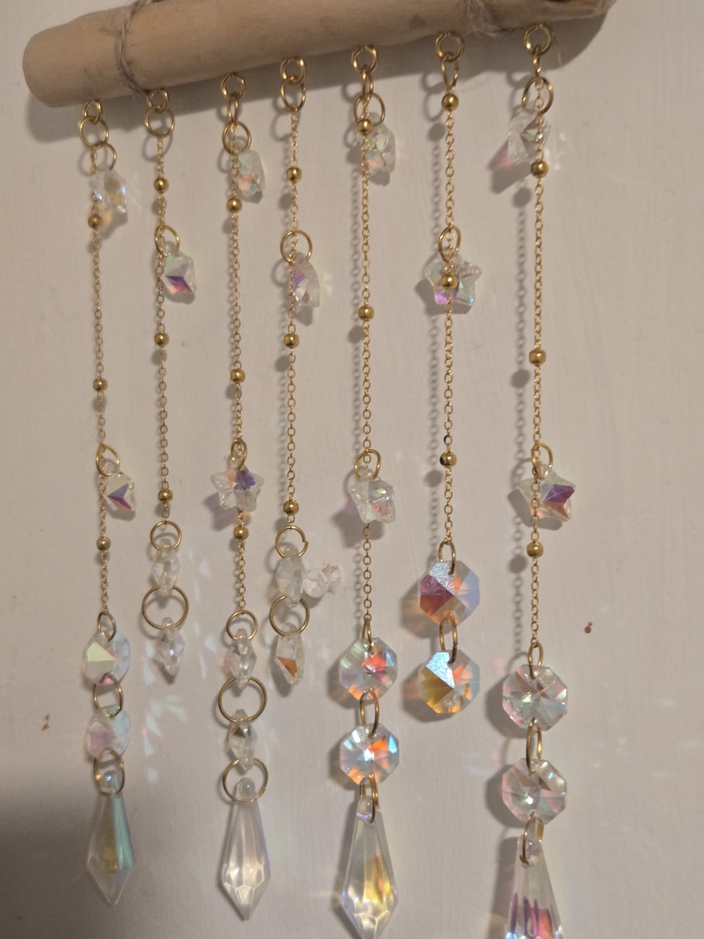 Gold Crystal Hanging Charm Wall Decor Suncatcher Iridescent